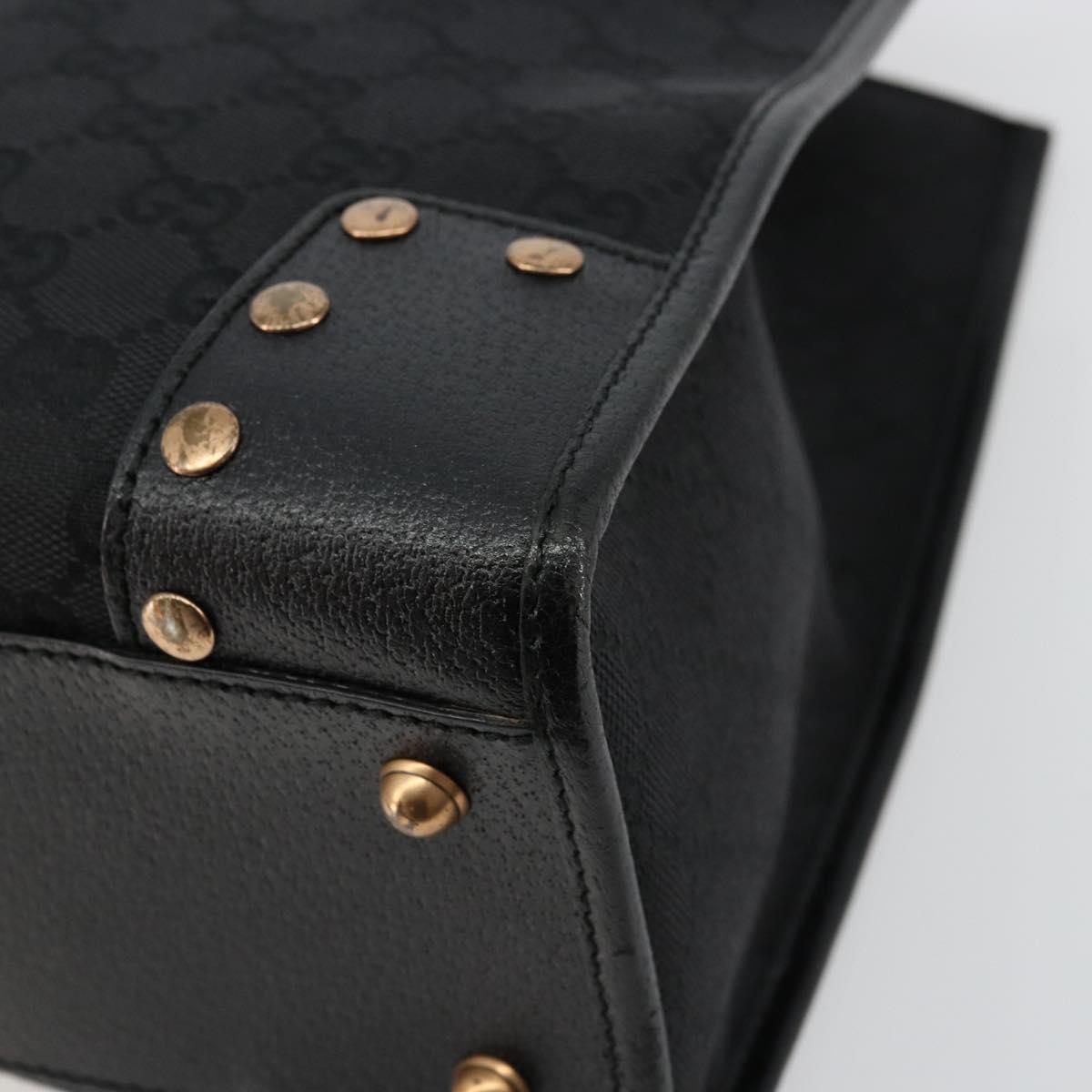 GUCCI GG Canvas Hand Bag Black Gold 124260 Auth 176927A