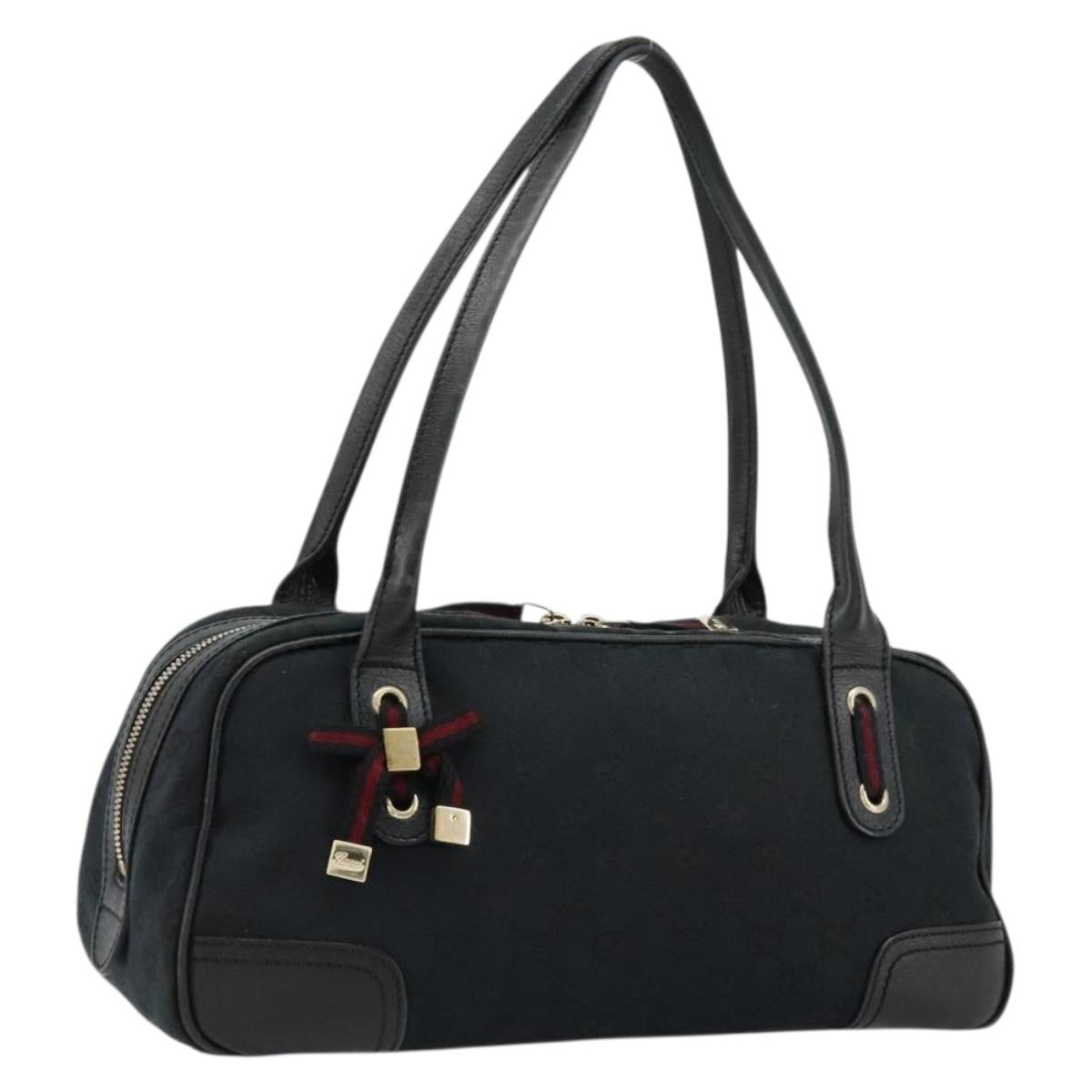 GUCCI GG Canvas Princi Hand Bag Black Gold 161720 Auth 176928
