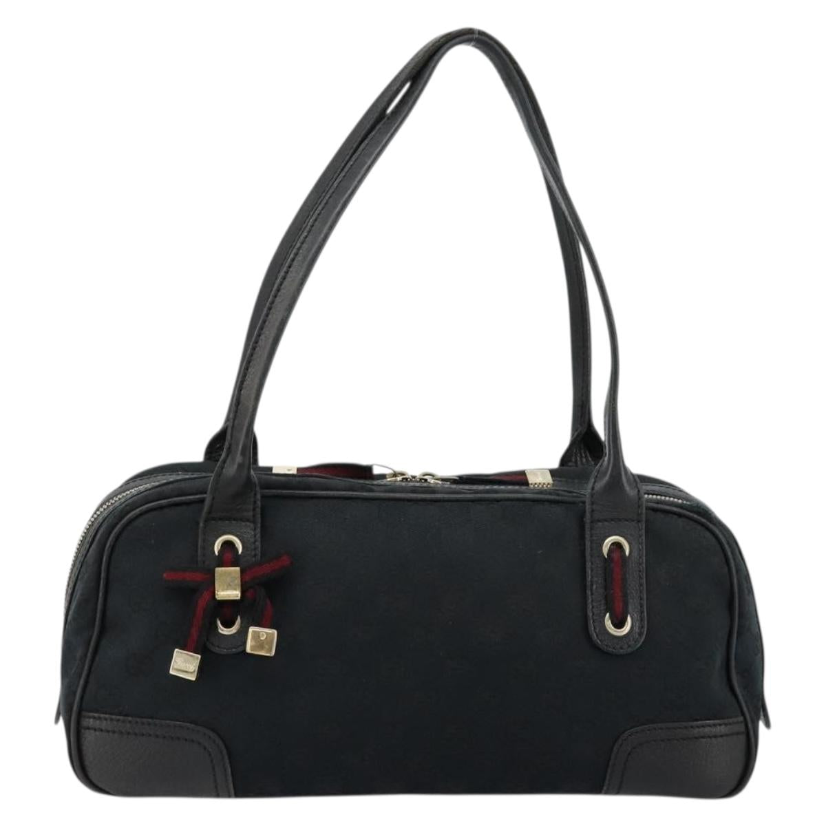 GUCCI GG Canvas Princi Hand Bag Black Gold 161720 Auth 176928