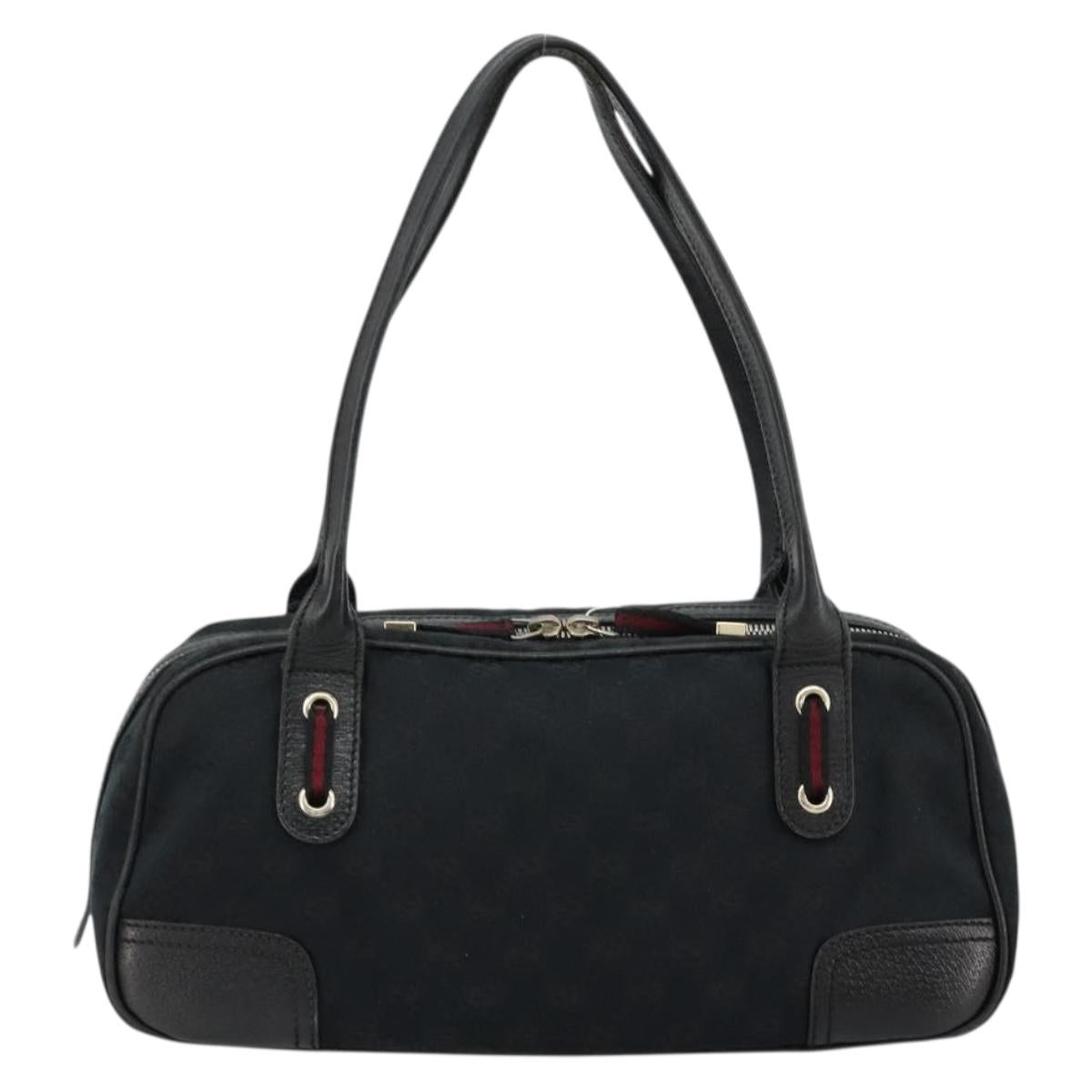 GUCCI GG Canvas Princi Hand Bag Black Gold 161720 Auth 176928