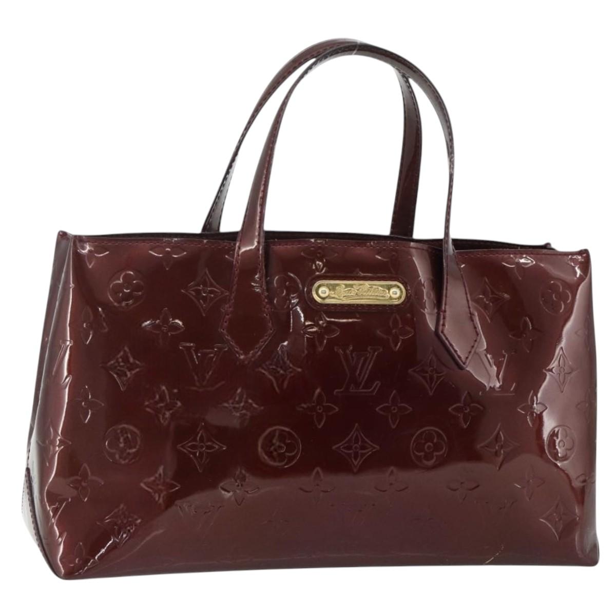 LOUIS VUITTON Vernis Wilshire PM Hand Bag Rouge Favist M91644 LV Auth 176945