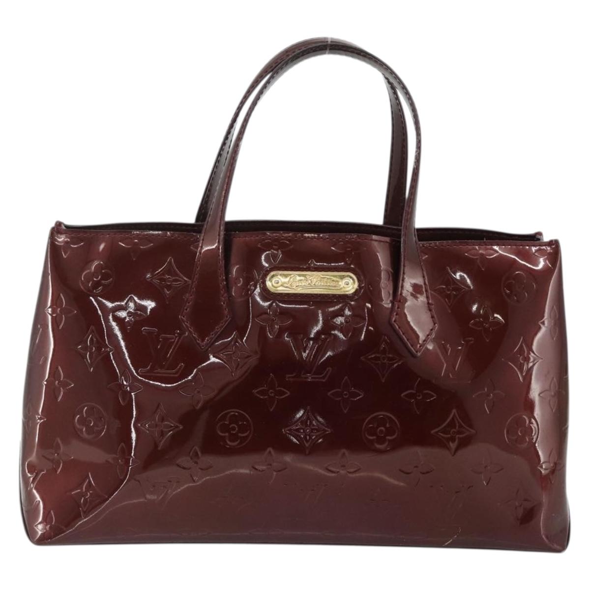 LOUIS VUITTON Vernis Wilshire PM Hand Bag Rouge Favist M91644 LV Auth 176945