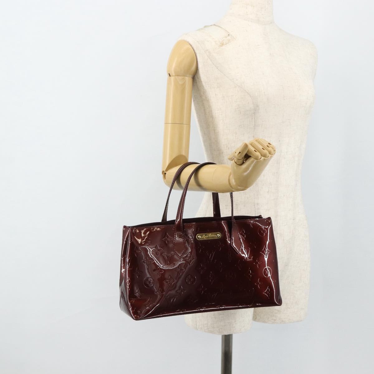 LOUIS VUITTON Vernis Wilshire PM Hand Bag Rouge Favist M91644 LV Auth 176945