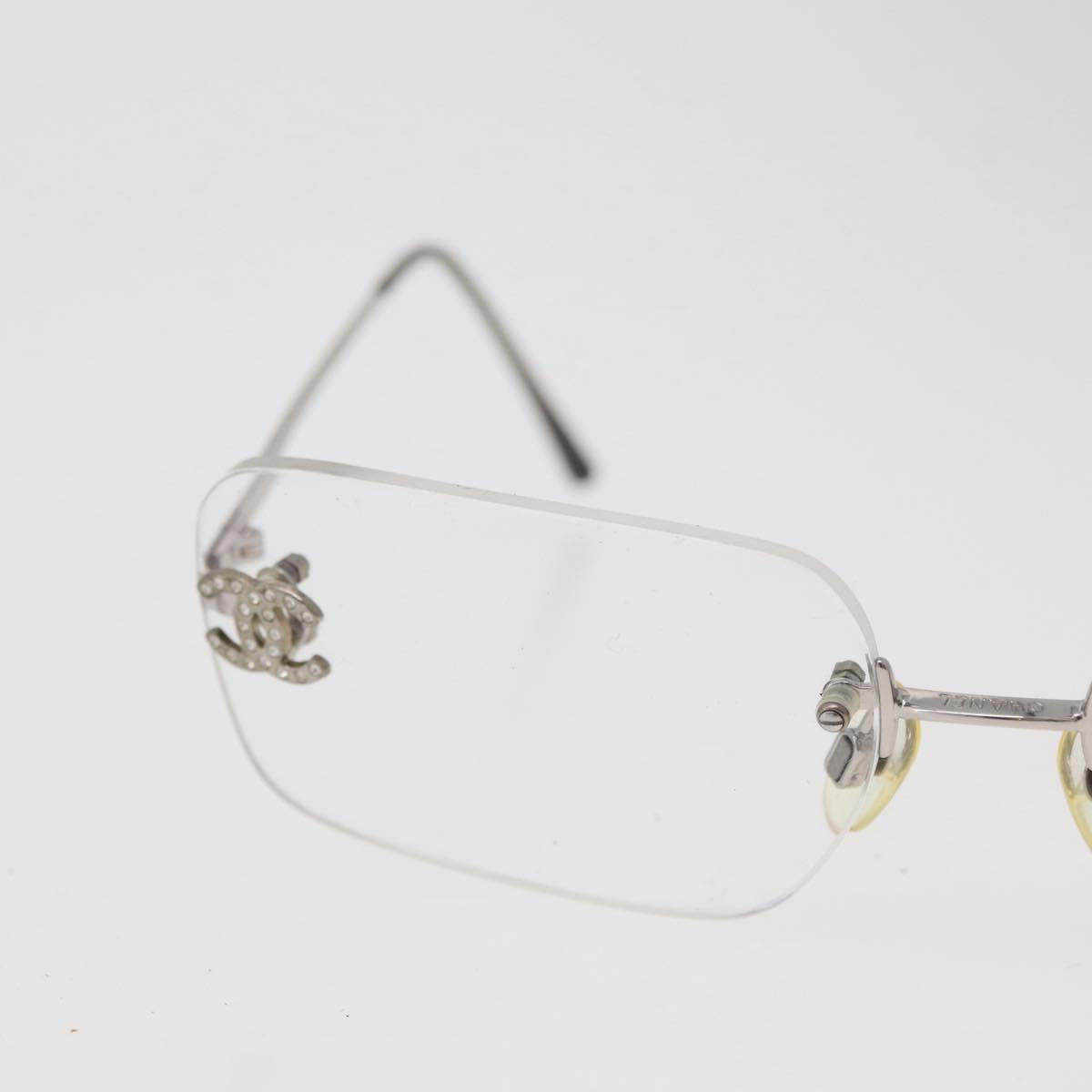 CHANEL COCO Mark Glasses metal Silver 2047-B CC Auth 176951