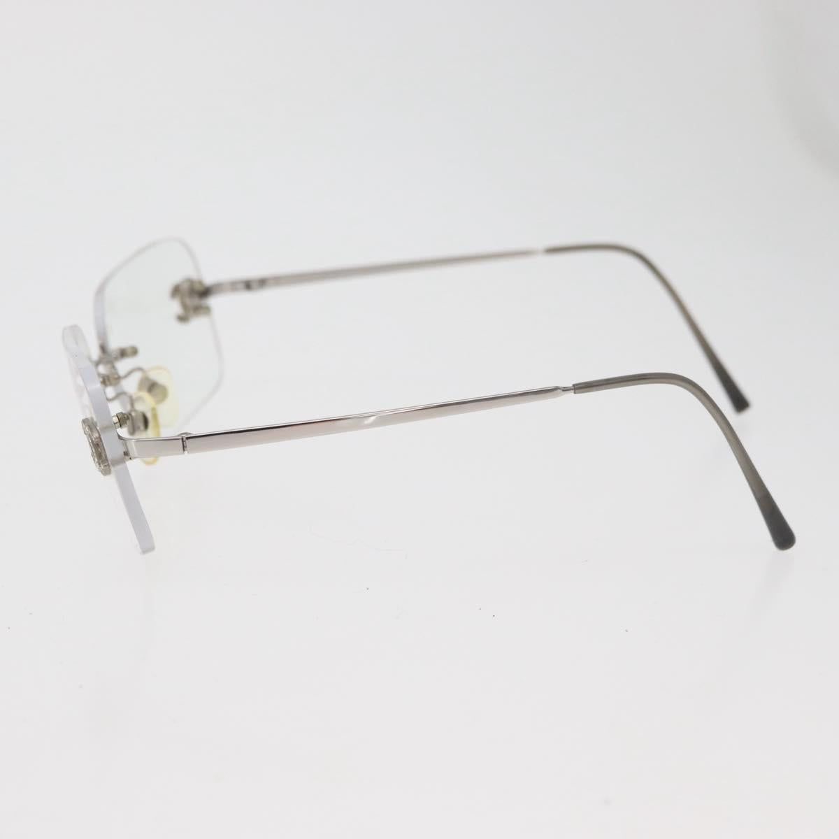 CHANEL COCO Mark Glasses metal Silver 2047-B CC Auth 176951