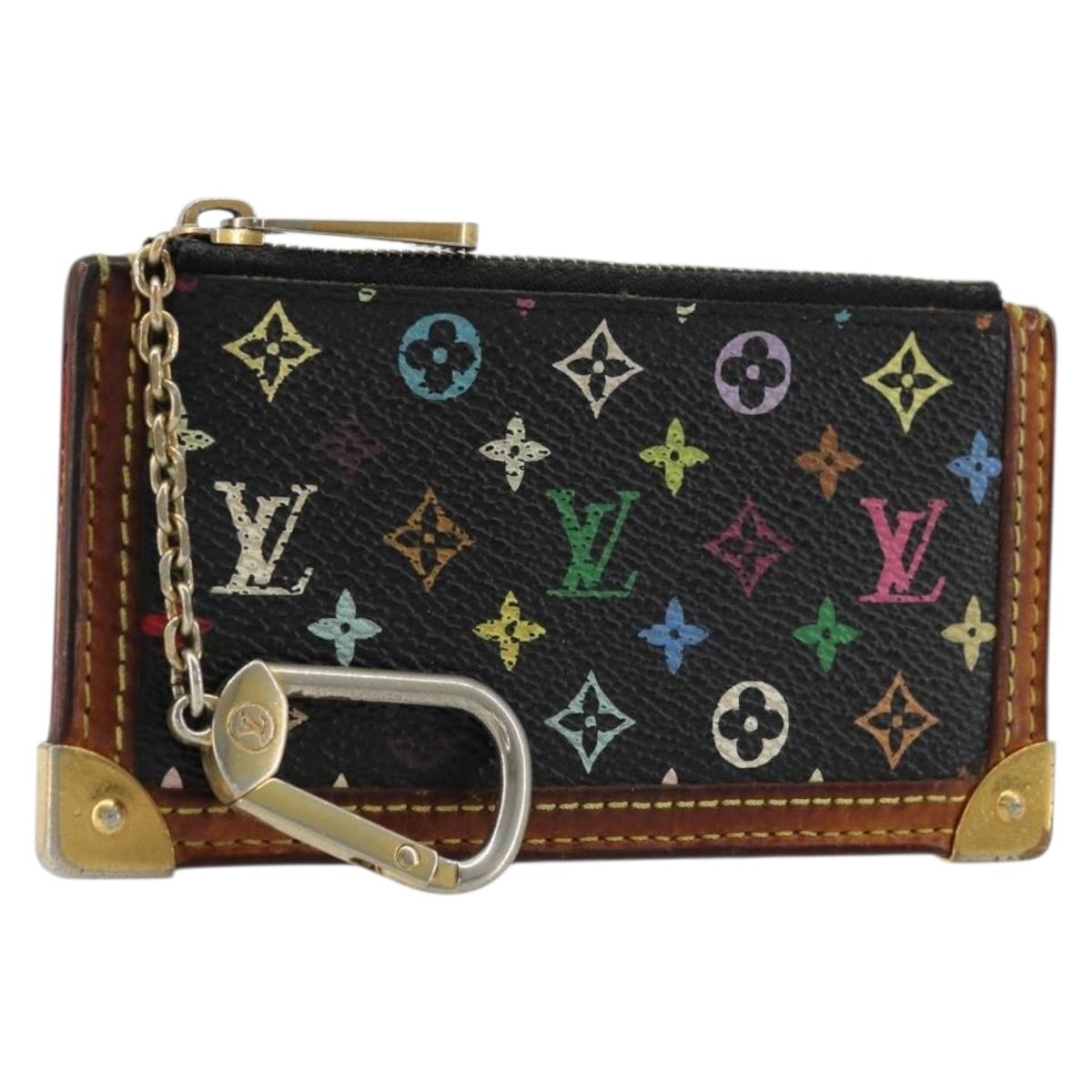 LOUIS VUITTON Monogram Multicolor Pochette Cles Purse Black M13664 Auth 176954