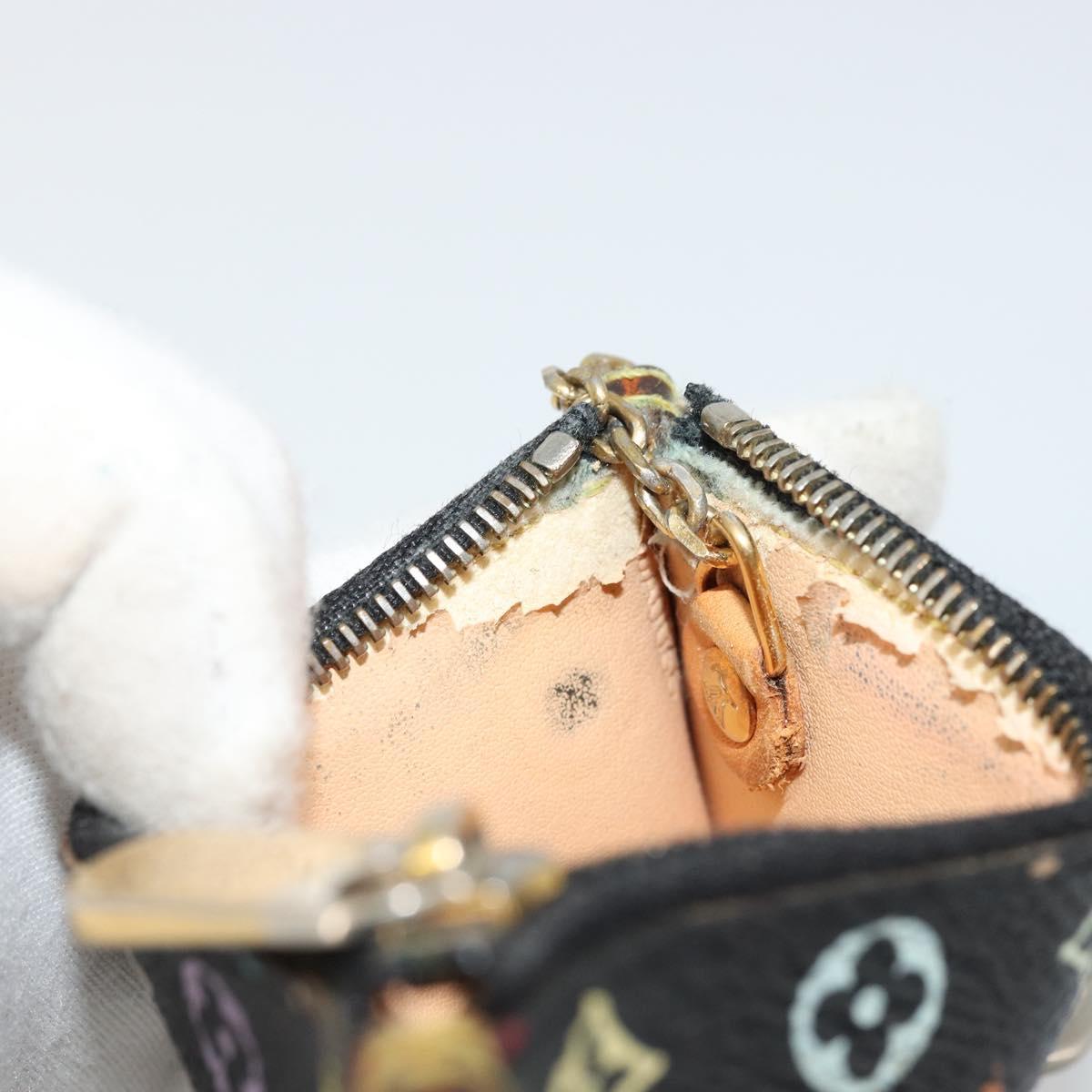 LOUIS VUITTON Monogram Multicolor Pochette Cles Purse Black M13664 Auth 176954