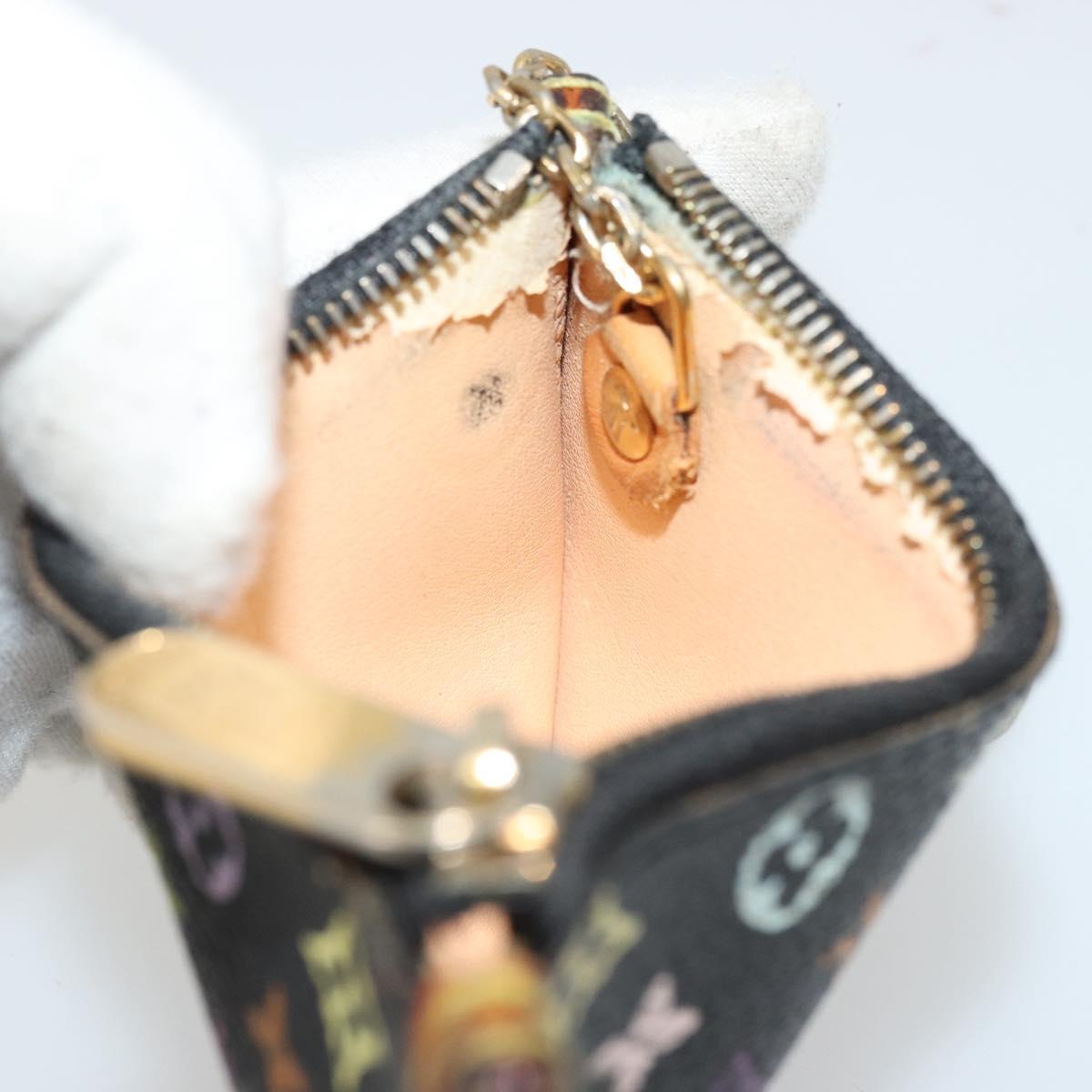 LOUIS VUITTON Monogram Multicolor Pochette Cles Purse Black M13664 Auth 176954