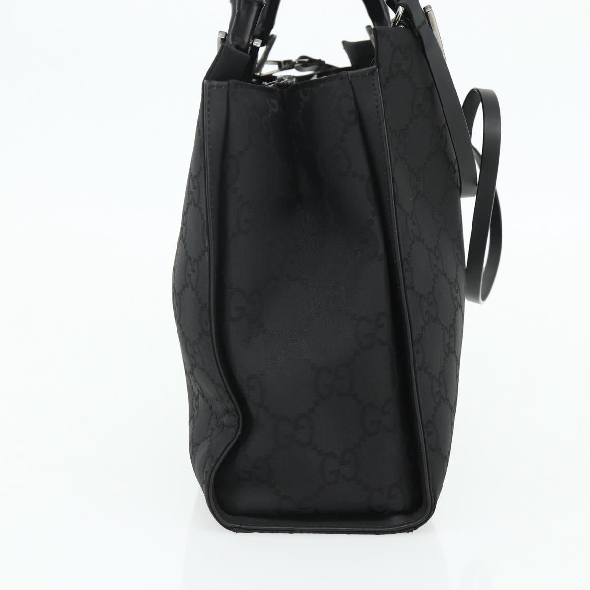 GUCCI Bamboo GG Canvas Hand Bag 2way Black Silver 002 1016 Auth 176966