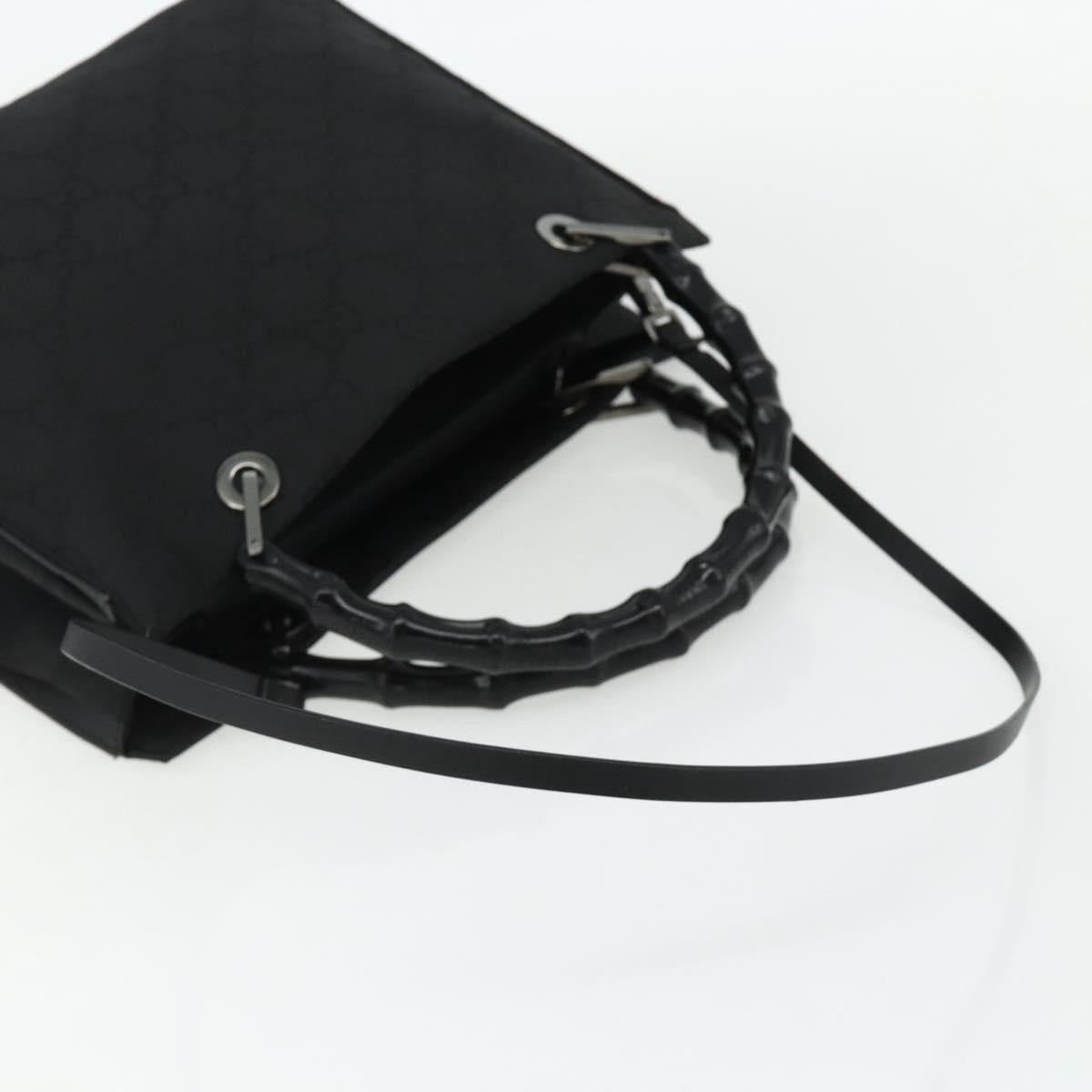 GUCCI Bamboo GG Canvas Hand Bag 2way Black Silver 002 1016 Auth 176966