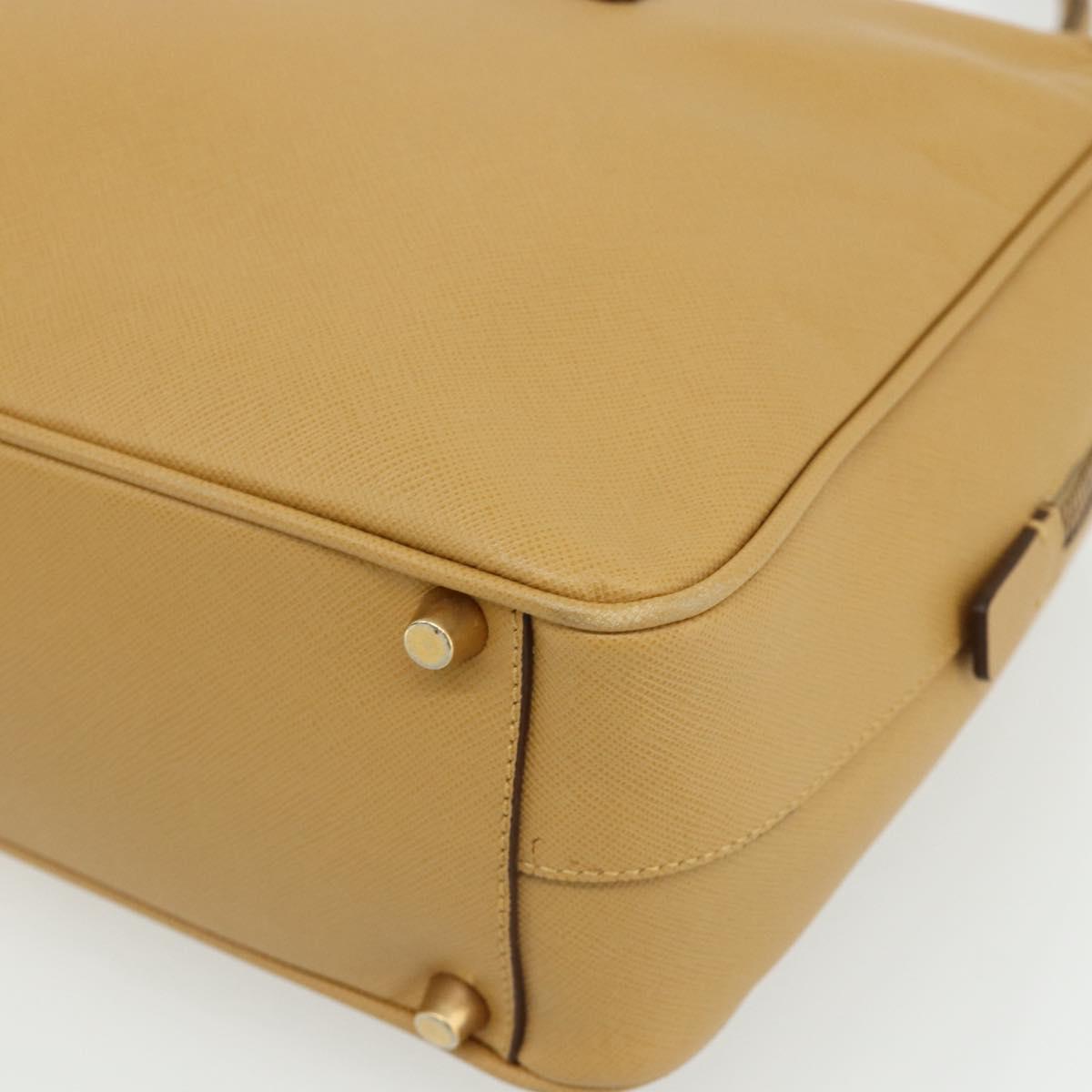 PRADA Hand Bag Safiano leather Beige Gold Auth 176972A