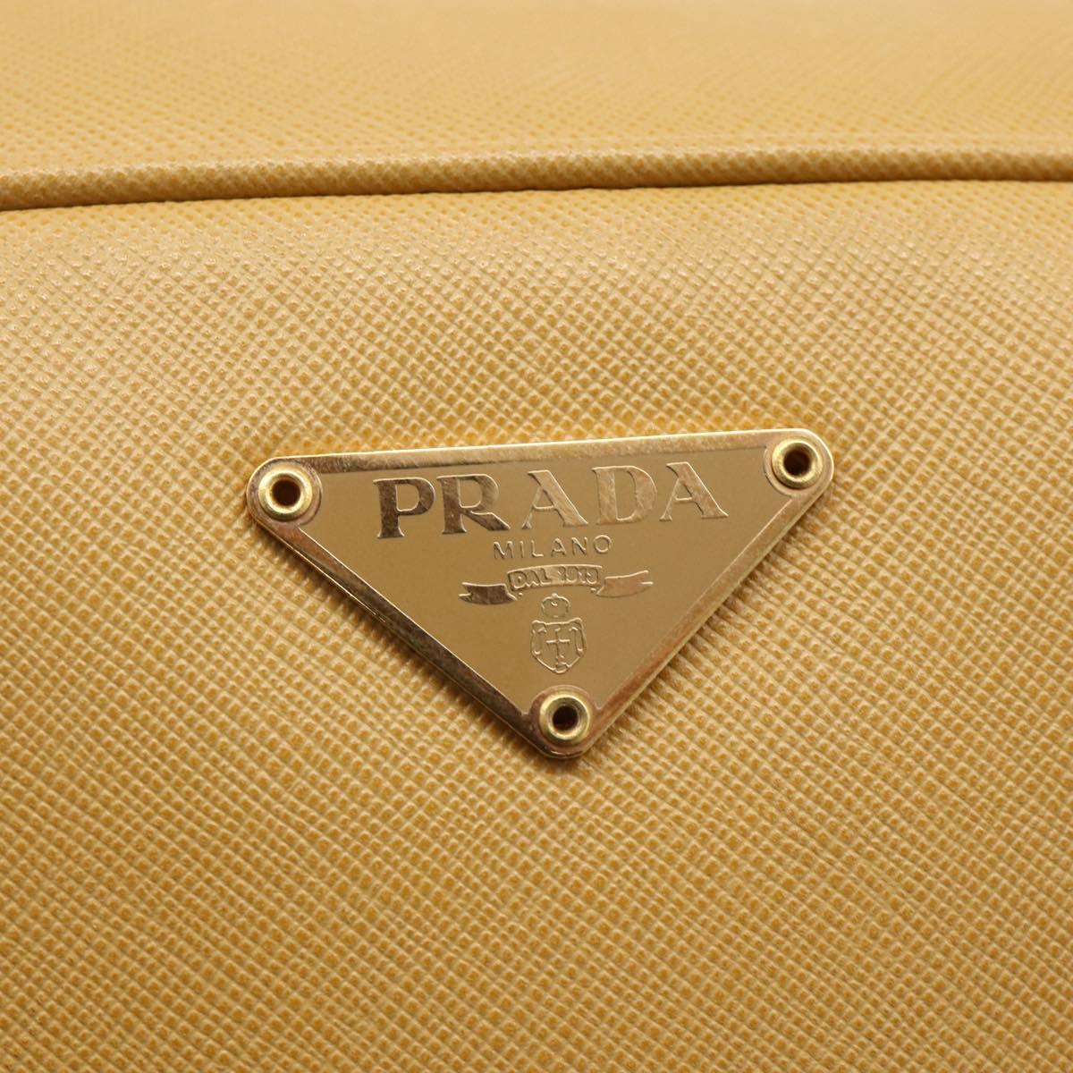 PRADA Hand Bag Safiano leather Beige Gold Auth 176972A