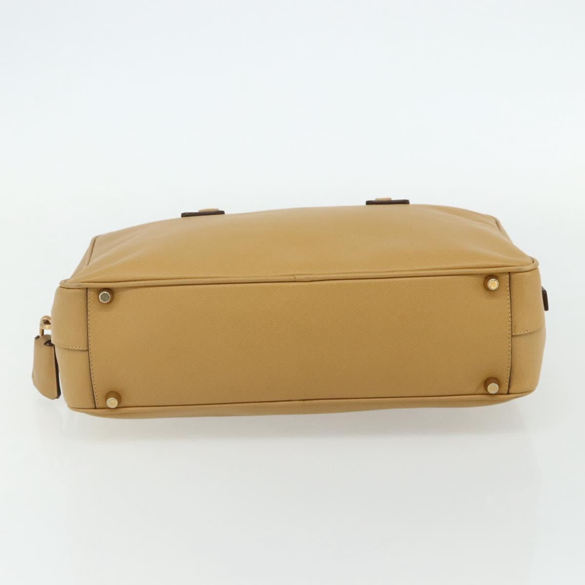 PRADA Hand Bag Safiano leather Beige Gold Auth 176972A