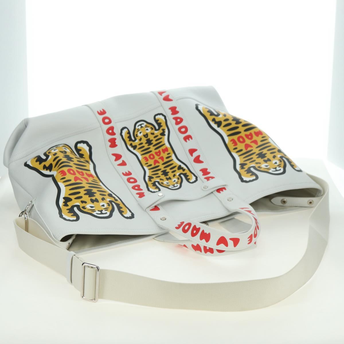 LOUIS VUITTON LV MADE NIGO Trolley Tote Bag Leather White M59366 Auth 176973SM