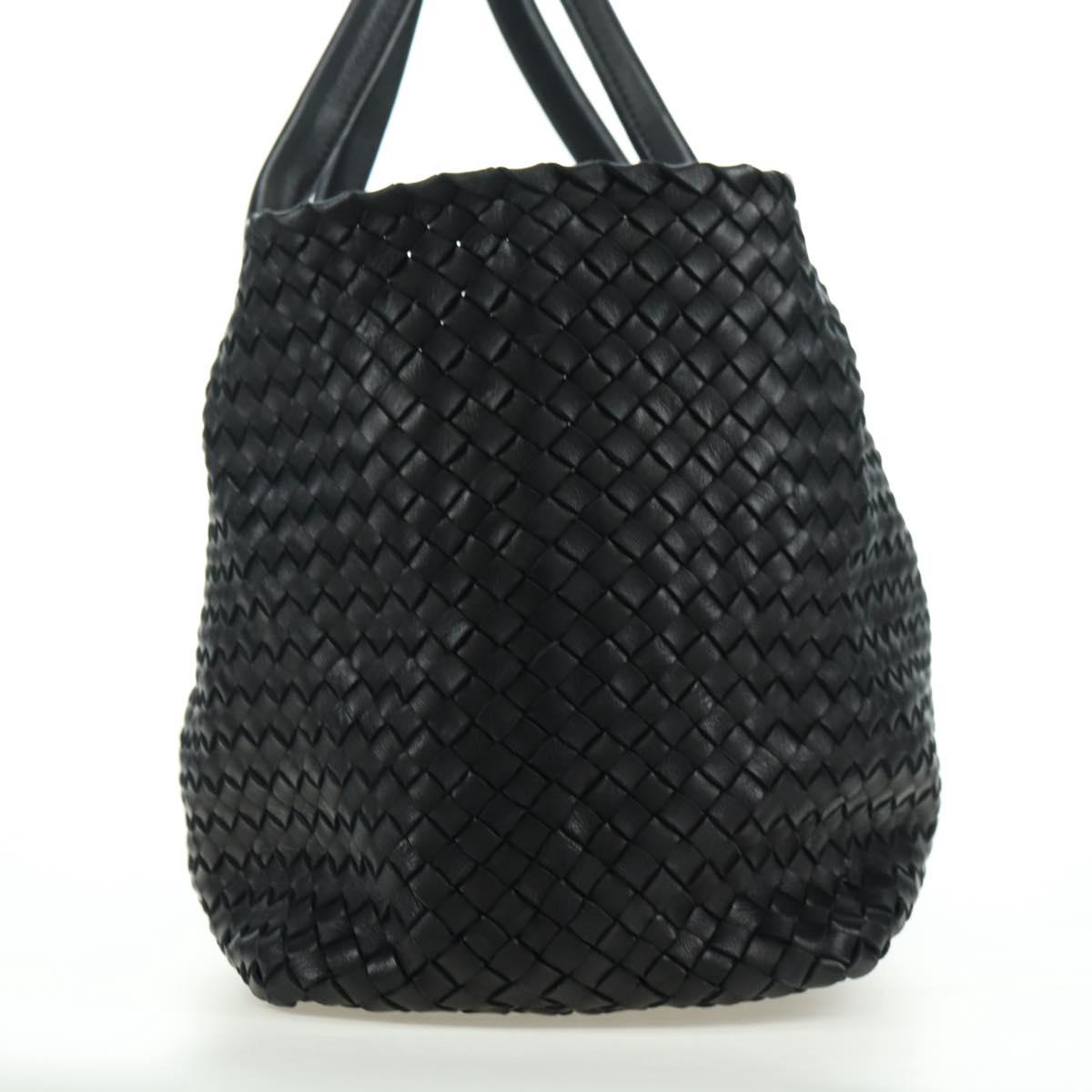 BOTTEGA VENETA INTRECCIATO Cabas MM Tote Bag Leather Black 115664 Auth 176974SAV