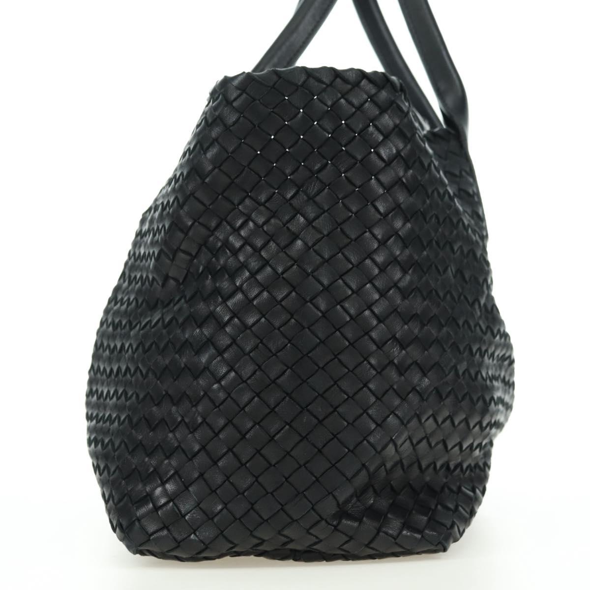 BOTTEGA VENETA INTRECCIATO Cabas MM Tote Bag Leather Black 115664 Auth 176974SAV