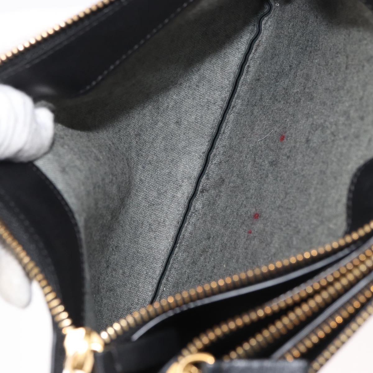 CELINE Trio Shoulder Bag Leather Black Gold Auth 176992A