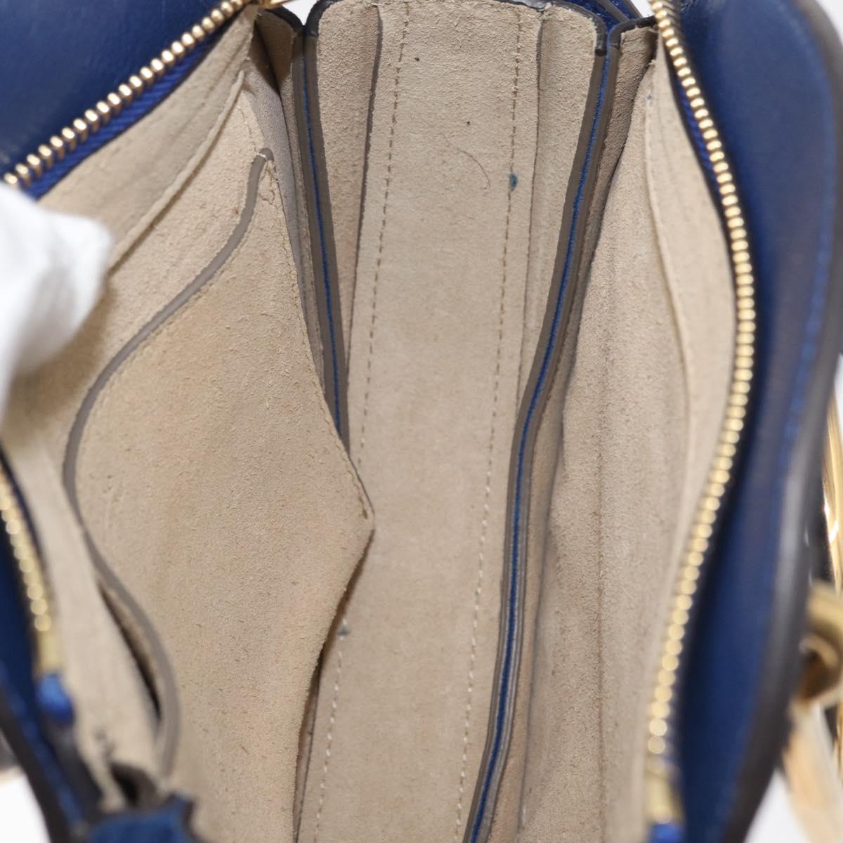 Chloe Pixy Shoulder Bag Leather Blue Gold Auth 176993A