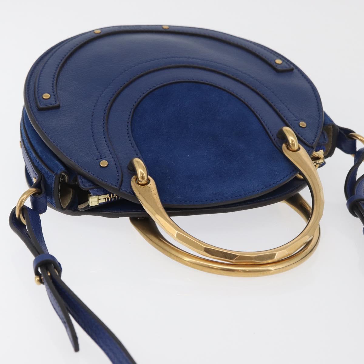 Chloe Pixy Shoulder Bag Leather Blue Gold Auth 176993A