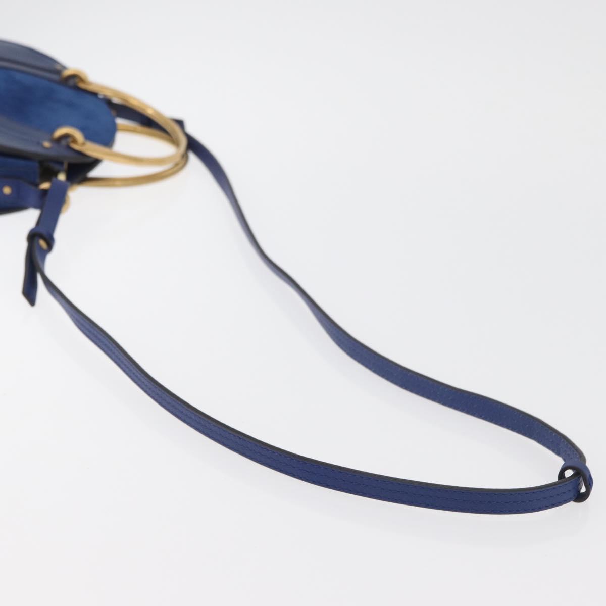 Chloe Pixy Shoulder Bag Leather Blue Gold Auth 176993A