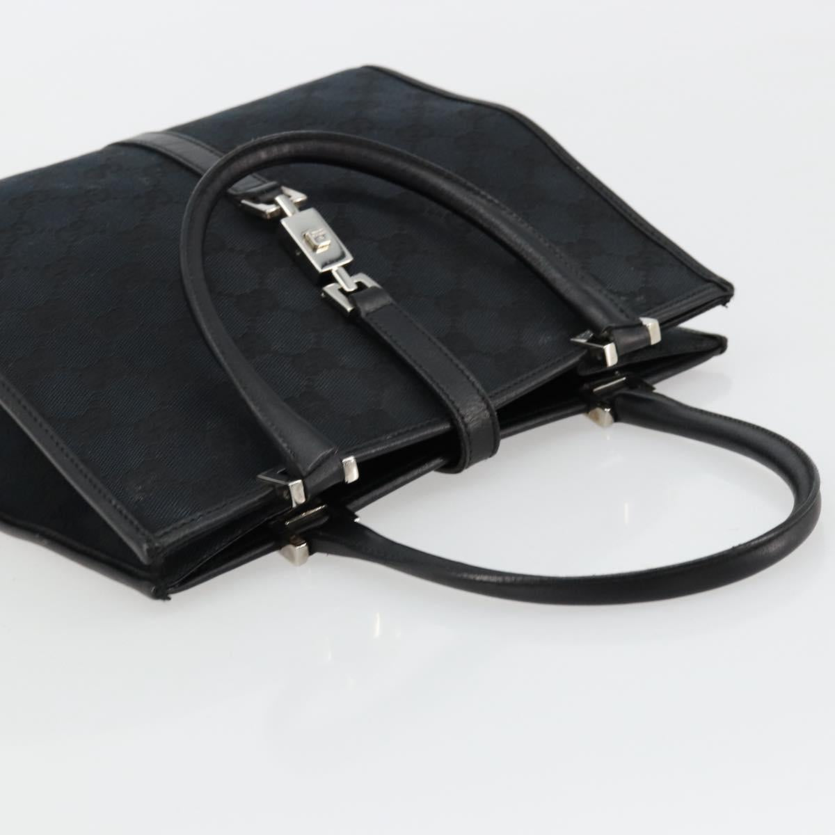GUCCI GG Canvas Jackie Hand Bag Black Silver 002 1065 Auth 176994