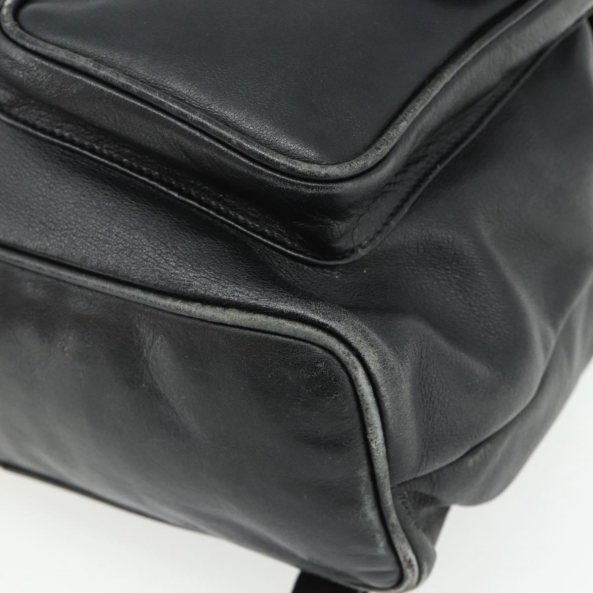 GUCCI Bamboo Backpack Leather Black Gold Auth 176996