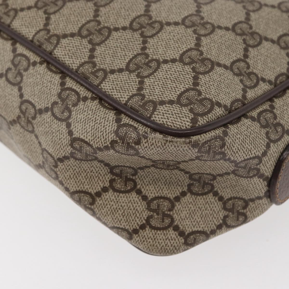 GUCCI GG Supreme Shoulder Bag PVC Beige Gold Auth 176997