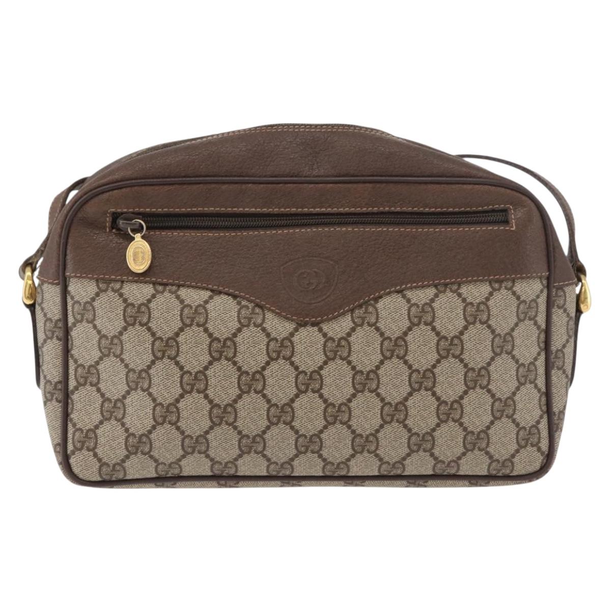 GUCCI GG Supreme Shoulder Bag PVC Beige Gold Auth 176997
