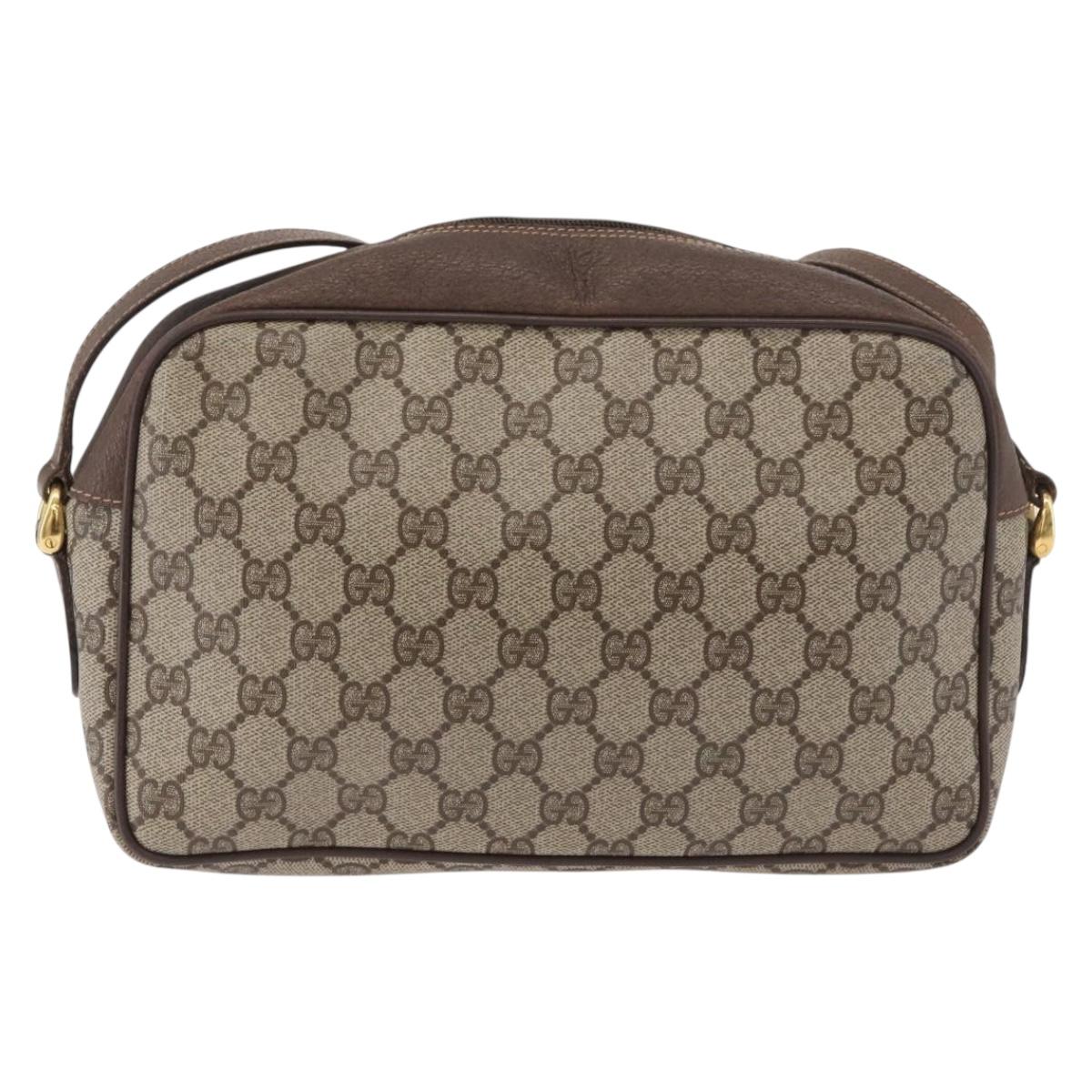 GUCCI GG Supreme Shoulder Bag PVC Beige Gold Auth 176997