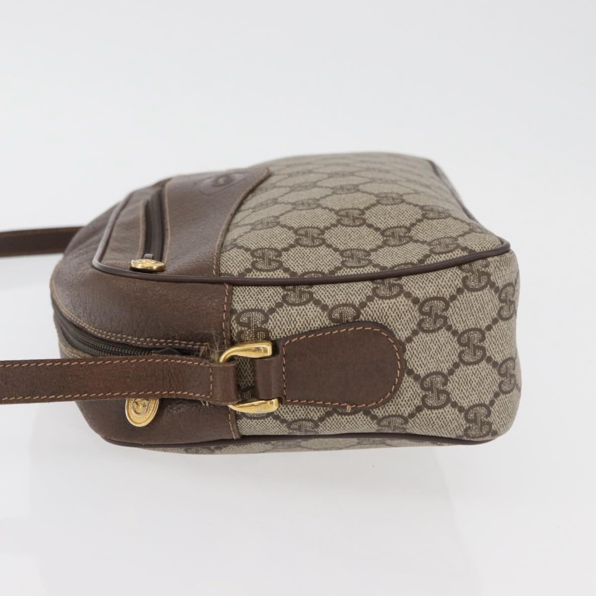 GUCCI GG Supreme Shoulder Bag PVC Beige Gold Auth 176997