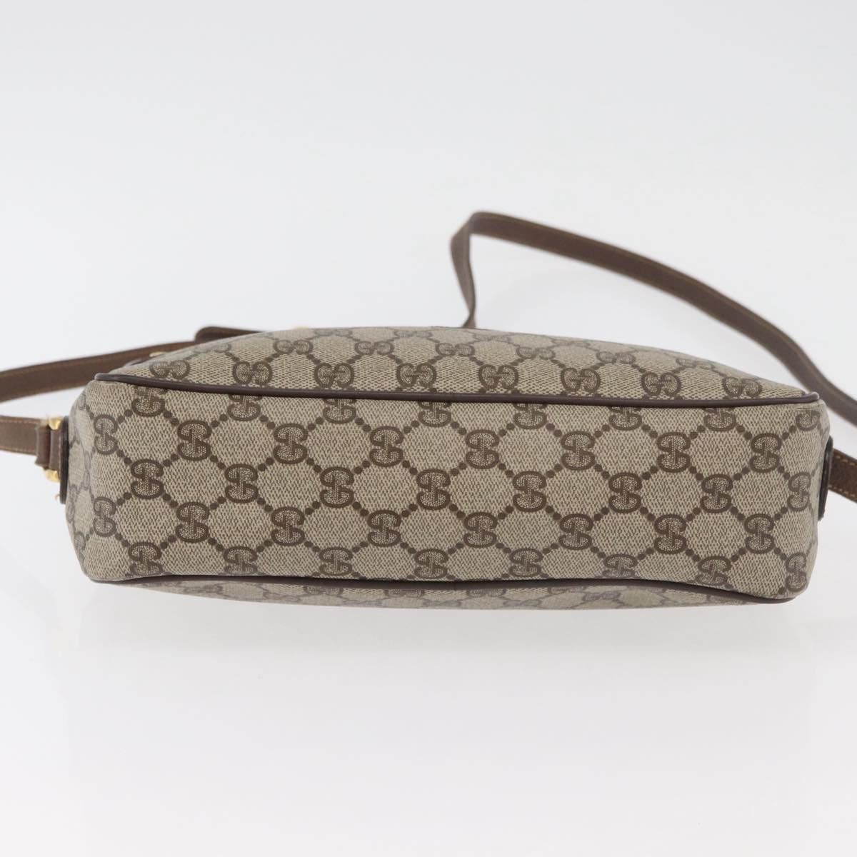 GUCCI GG Supreme Shoulder Bag PVC Beige Gold Auth 176997