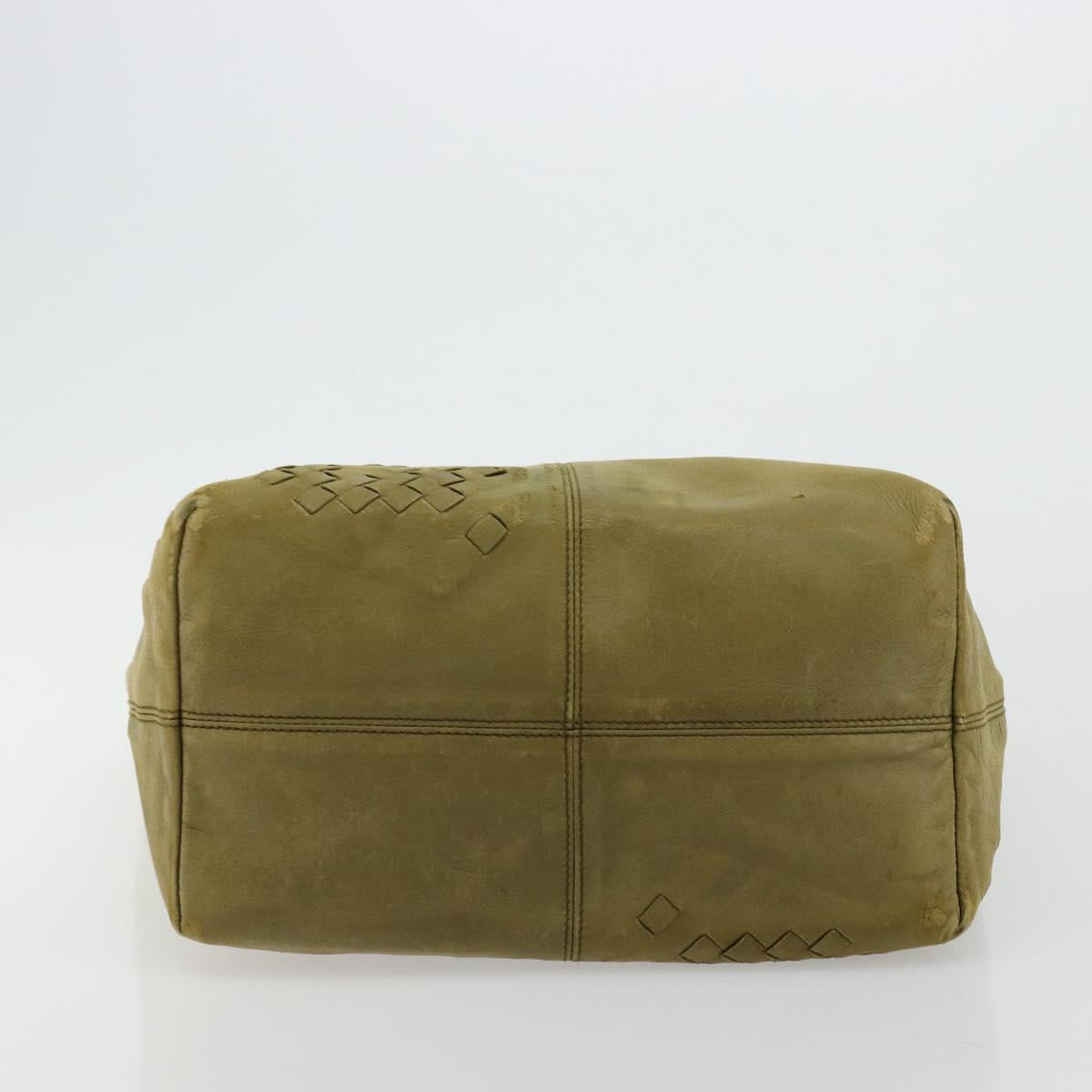 BOTTEGA VENETA INTRECCIATO Hand Bag Leather Khaki 131673 Auth 177000