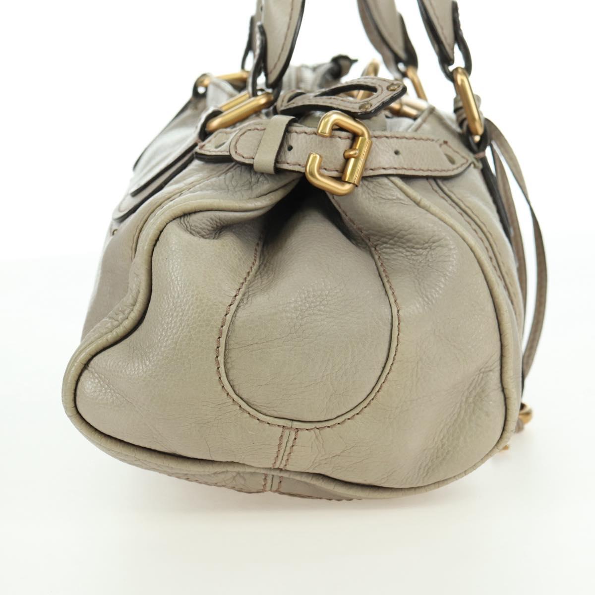 Chloe Paddington Hand Bag Leather Beige Gold Silver Auth 177003V