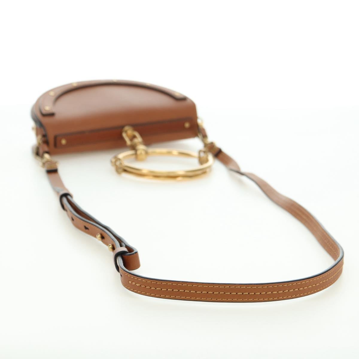 Chloe Nile Minaudière Hand Bag Leather 2way Brown Gold Auth 177005V
