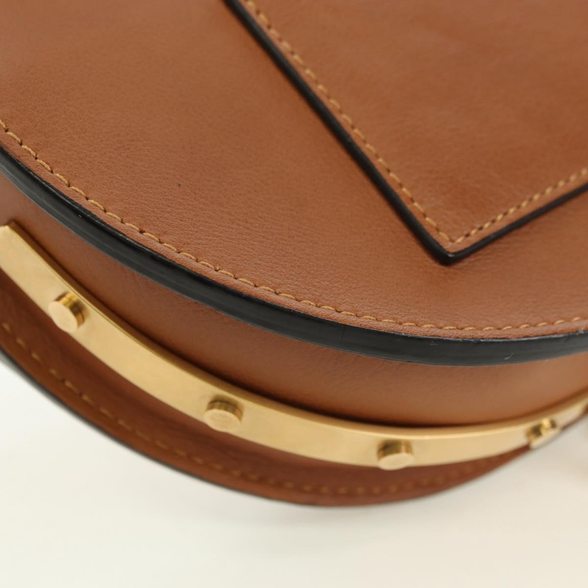 Chloe Nile Minaudière Hand Bag Leather 2way Brown Gold Auth 177005V