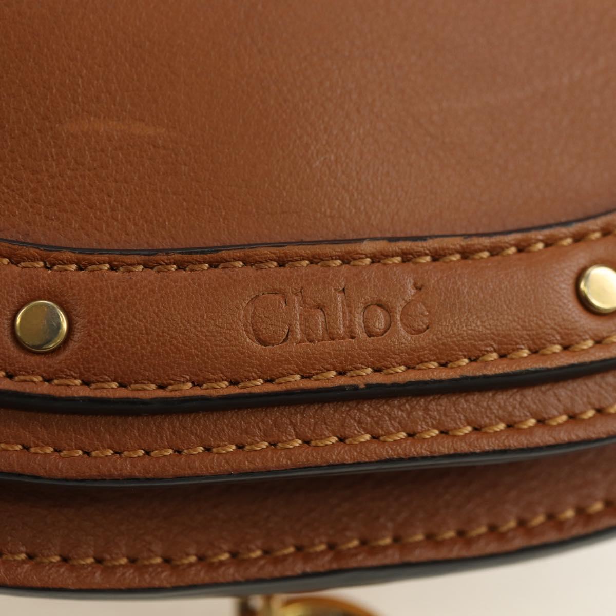 Chloe Nile Minaudière Hand Bag Leather 2way Brown Gold Auth 177005V