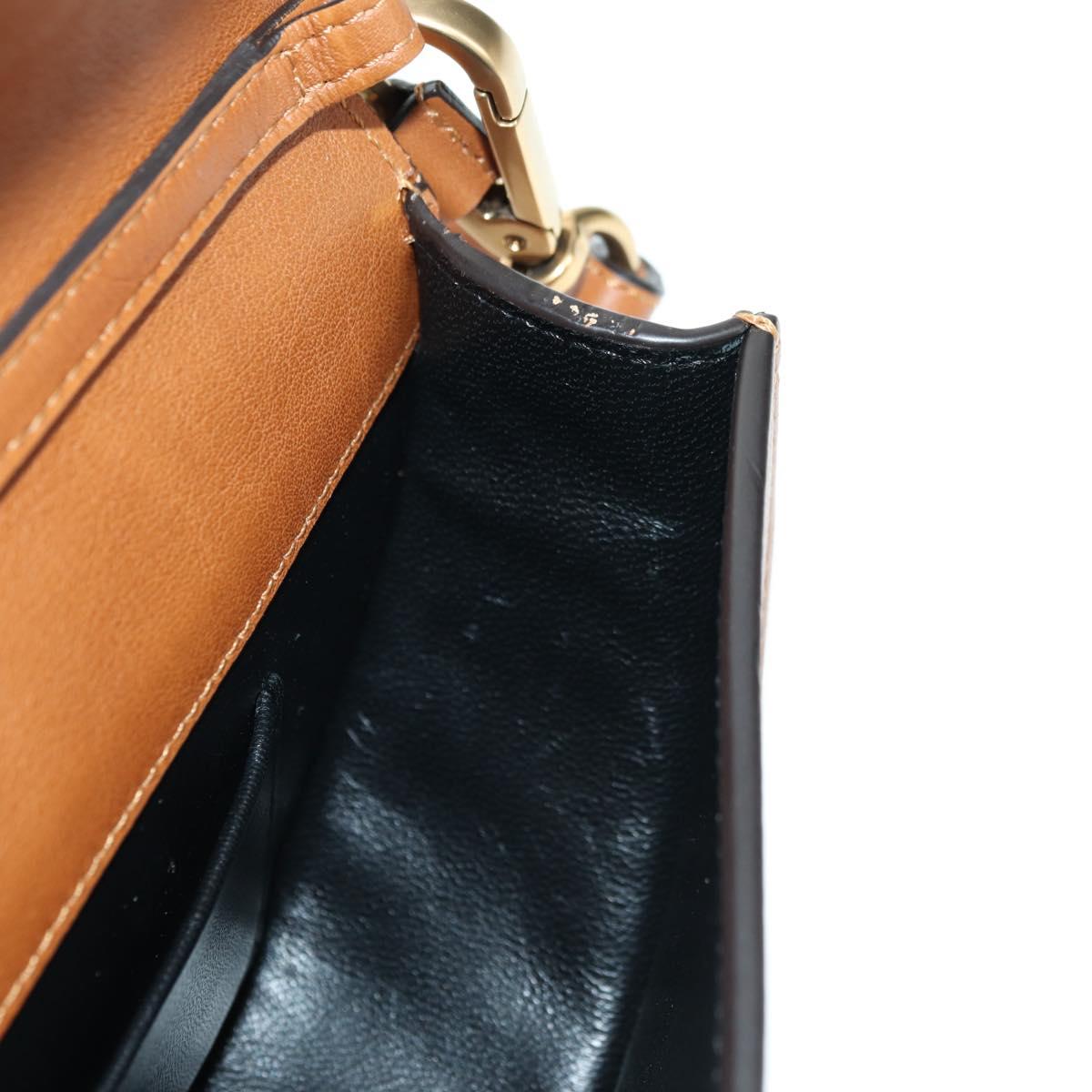 Chloe Nile Minaudière Hand Bag Leather 2way Brown Gold Auth 177005V