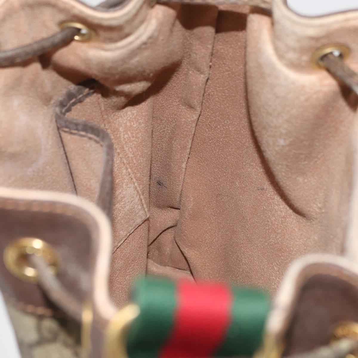 GUCCI GG Supreme Web Sherry Line Bag PVC Beige Gold 164 02 034 Auth 177007