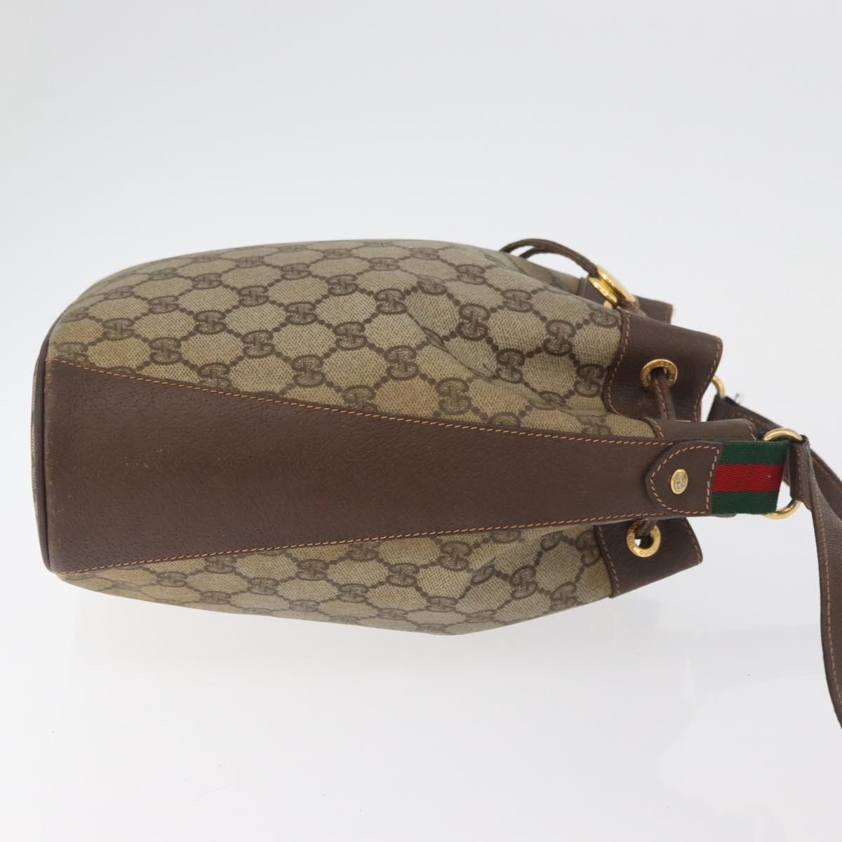 GUCCI GG Supreme Web Sherry Line Bag PVC Beige Gold 164 02 034 Auth 177007