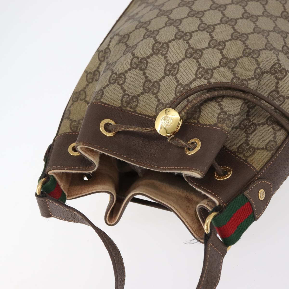 GUCCI GG Supreme Web Sherry Line Bag PVC Beige Gold 164 02 034 Auth 177007