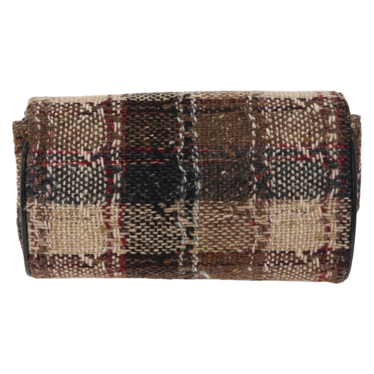 BURBERRY Shoulder Bag Tweed Gold Beige Auth 177012