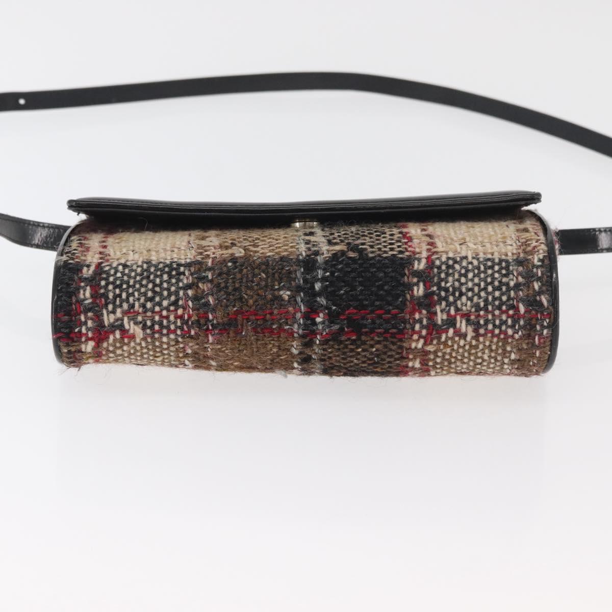 BURBERRY Shoulder Bag Tweed Gold Beige Auth 177012