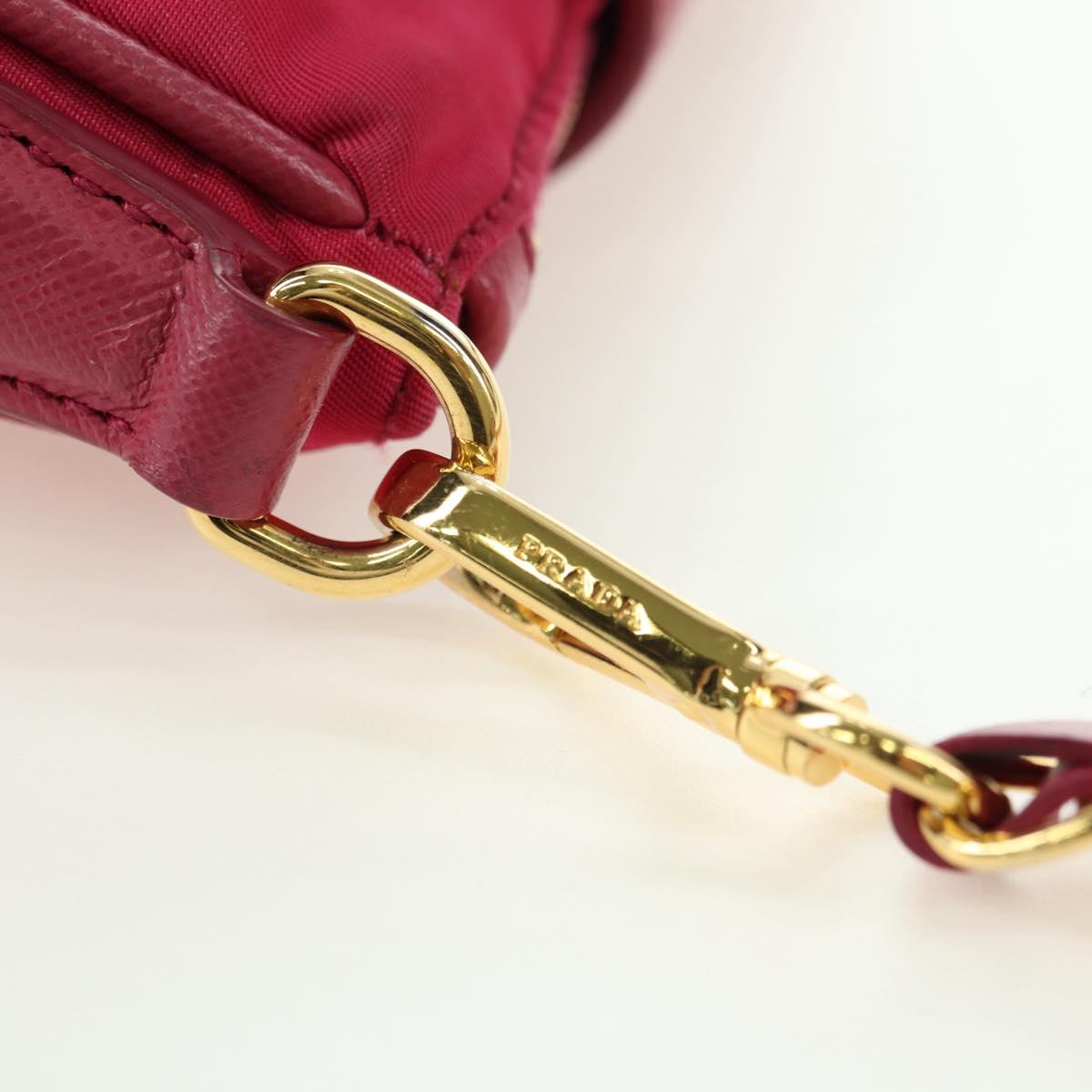 PRADA Chain Shoulder Bag Nylon Pink Gold Auth 177013V