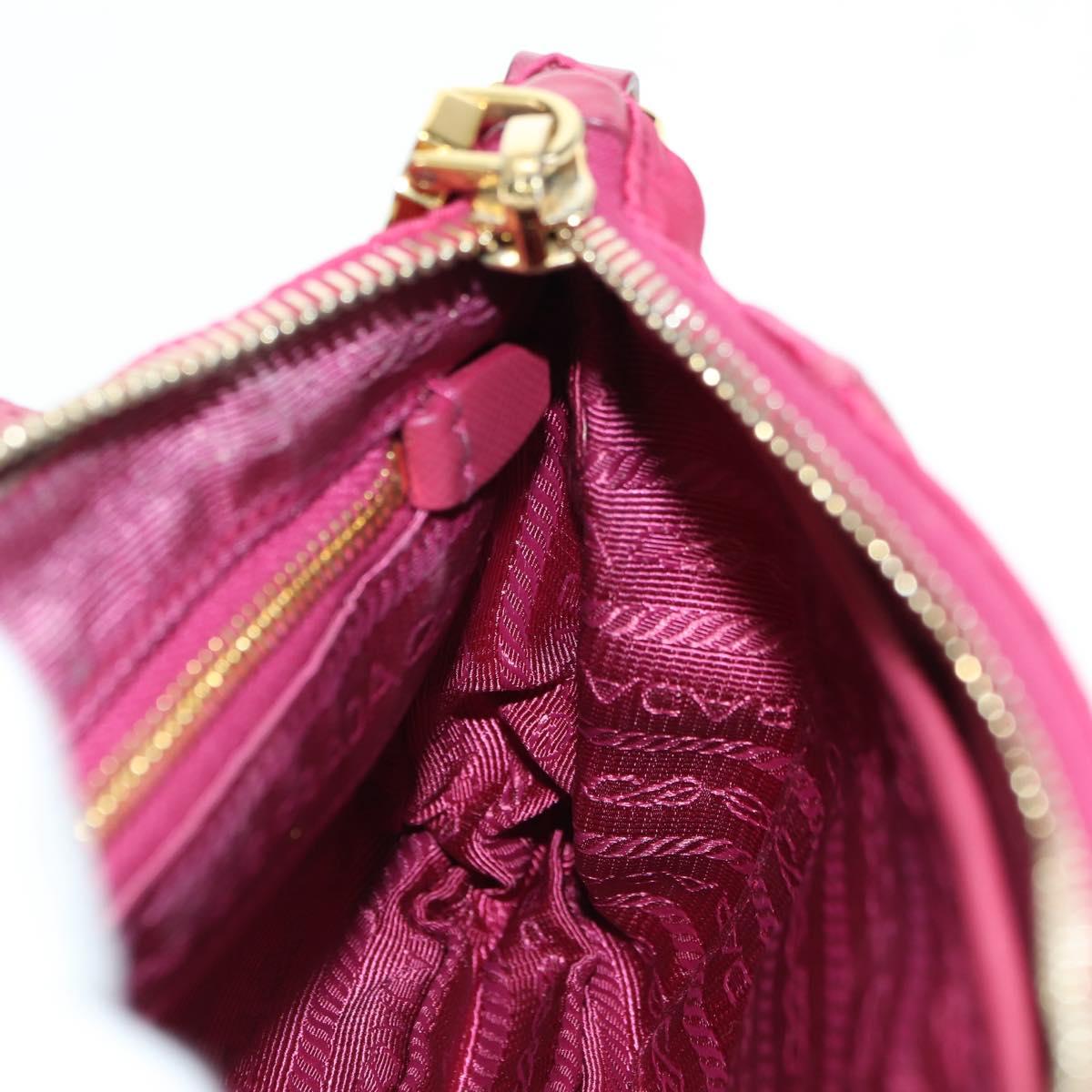 PRADA Chain Shoulder Bag Nylon Pink Gold Auth 177013V