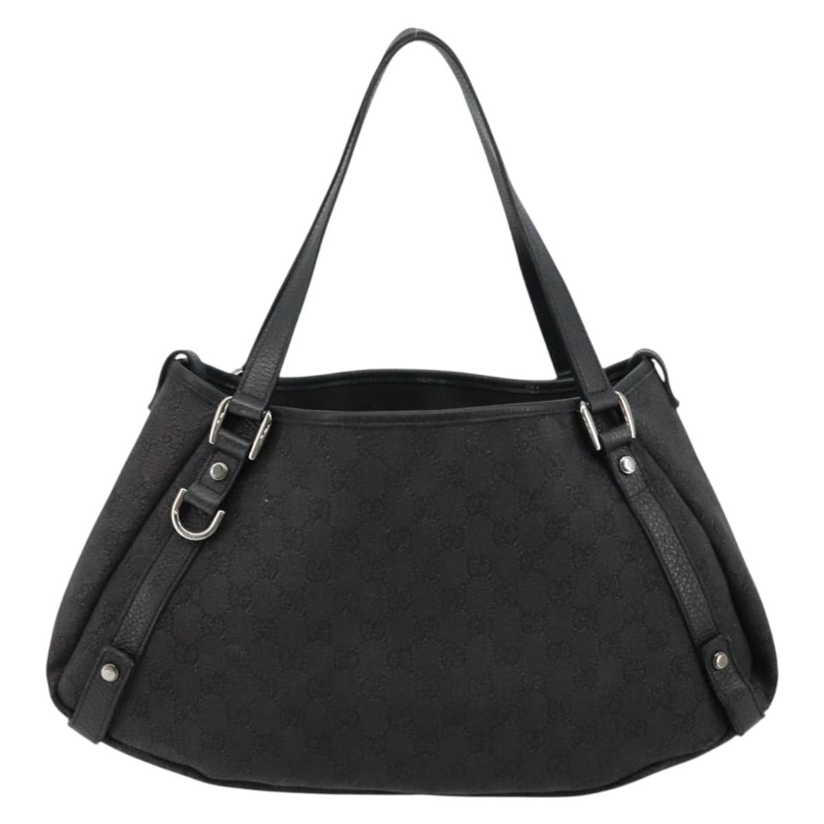 GUCCI GG Canvas Abbey Tote Bag Black Silver 293578 Auth 177025A