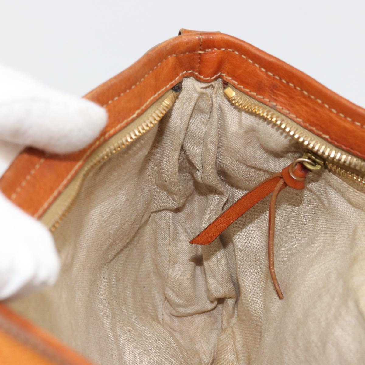 Miu Miu Shoulder Bag Canvas Orange Gold Auth 177028A
