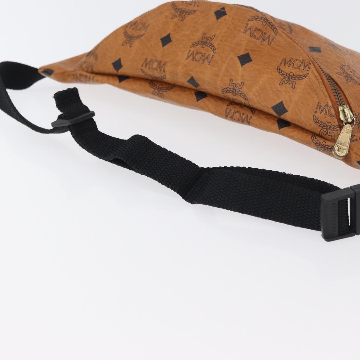 MCM Vicetos Logogram Body Bag PVC Brown Gold Auth 177029