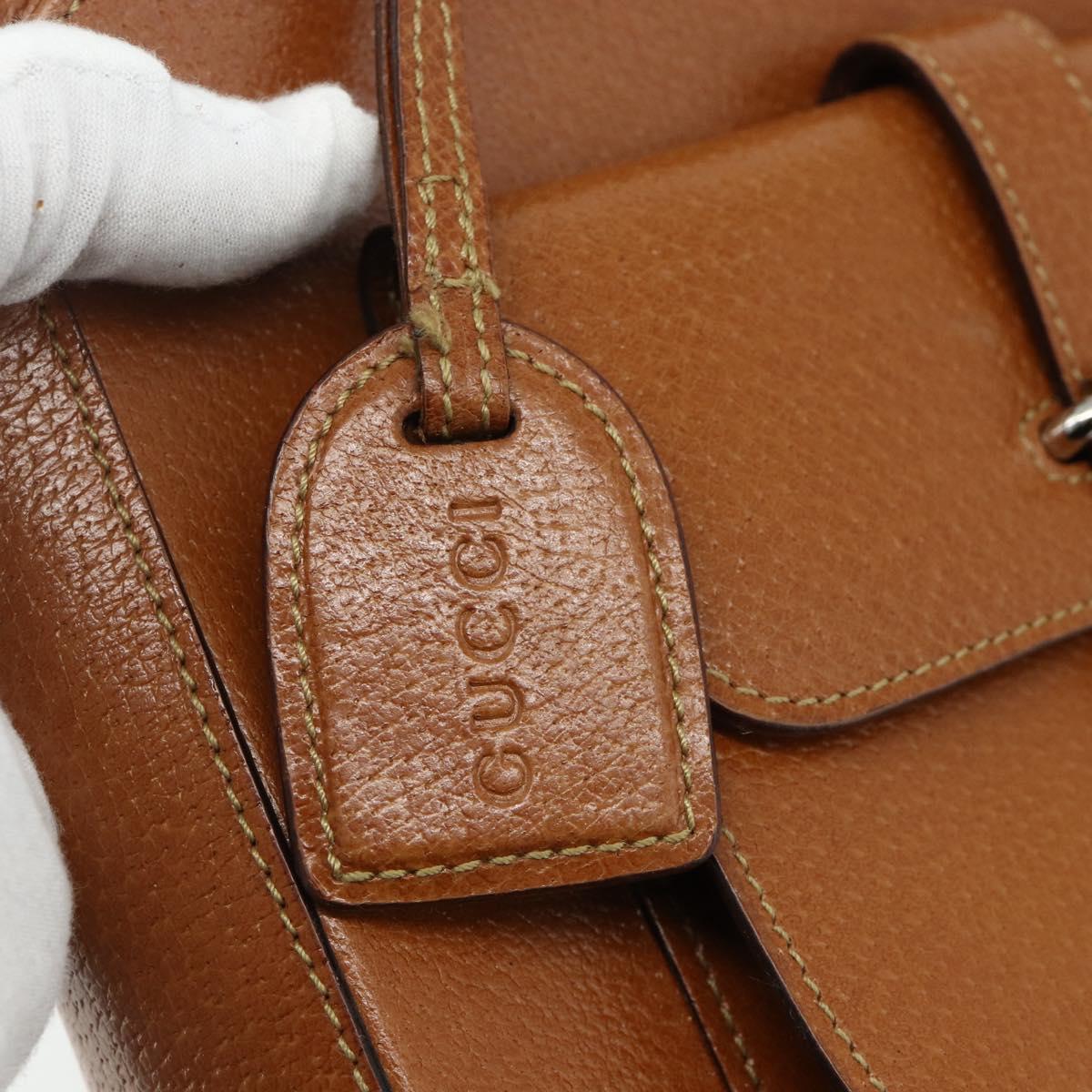 GUCCI Hand Bag Leather 2way Brown Silver 000 2058 0308 5 Auth 177030