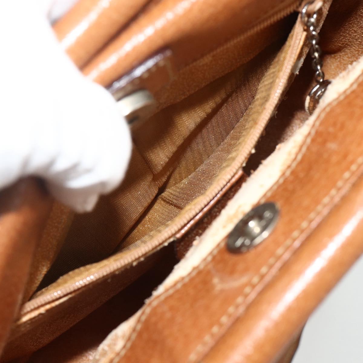 GUCCI Hand Bag Leather 2way Brown Silver 000 2058 0308 5 Auth 177030