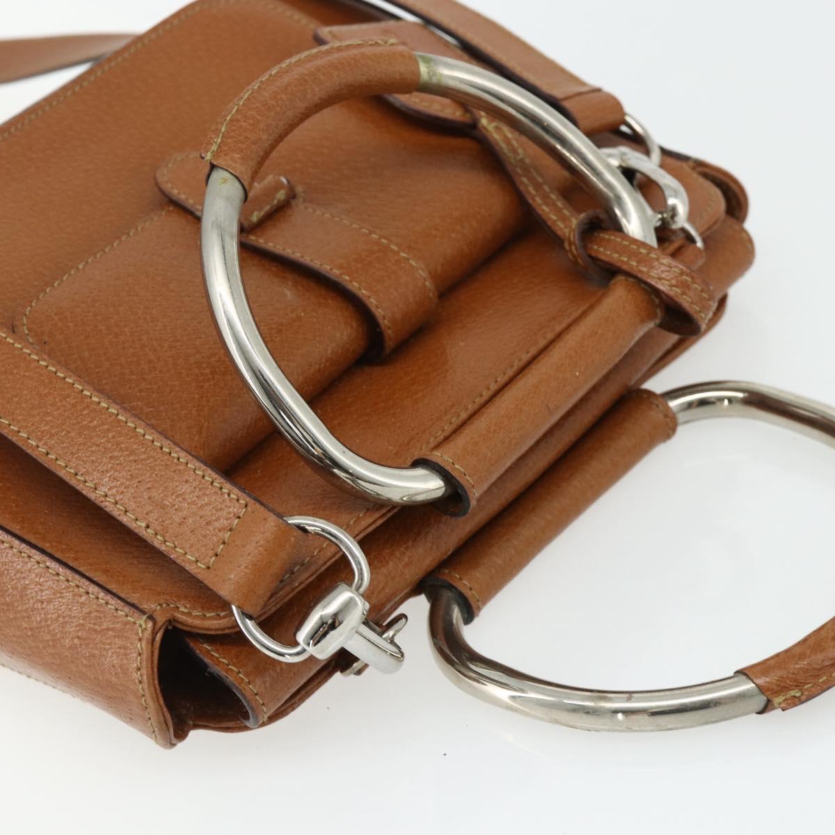 GUCCI Hand Bag Leather 2way Brown Silver 000 2058 0308 5 Auth 177030